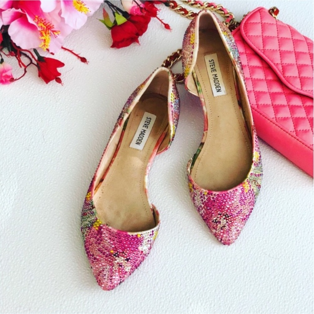 STEVE MADDEN D’Orsay Elsa Rhinestone Ballet Flat